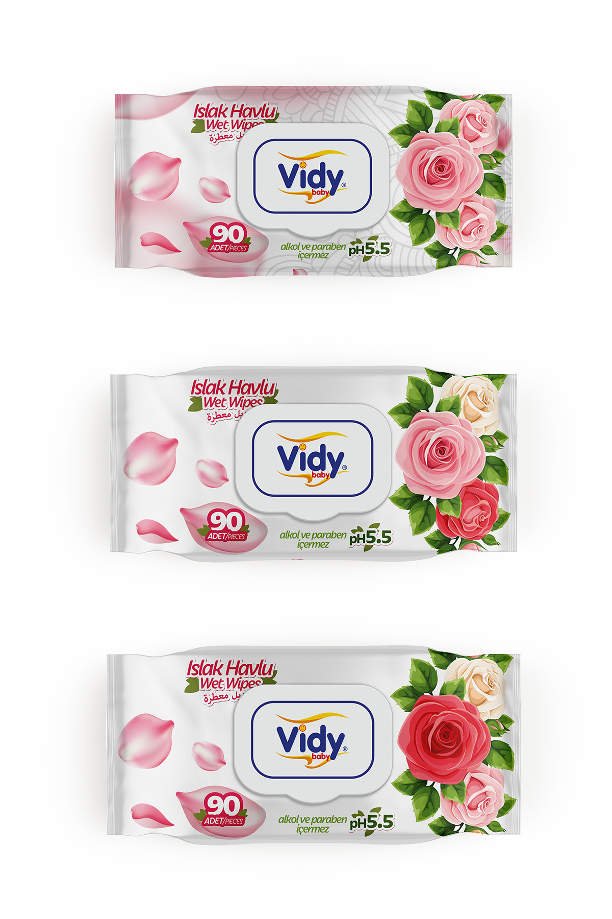 Vidy Rose - Gül Kokulu Islak Havlu 90×24 Paket ( 2160 Yaprak ) fotoğrafı 3 (önizleme)
