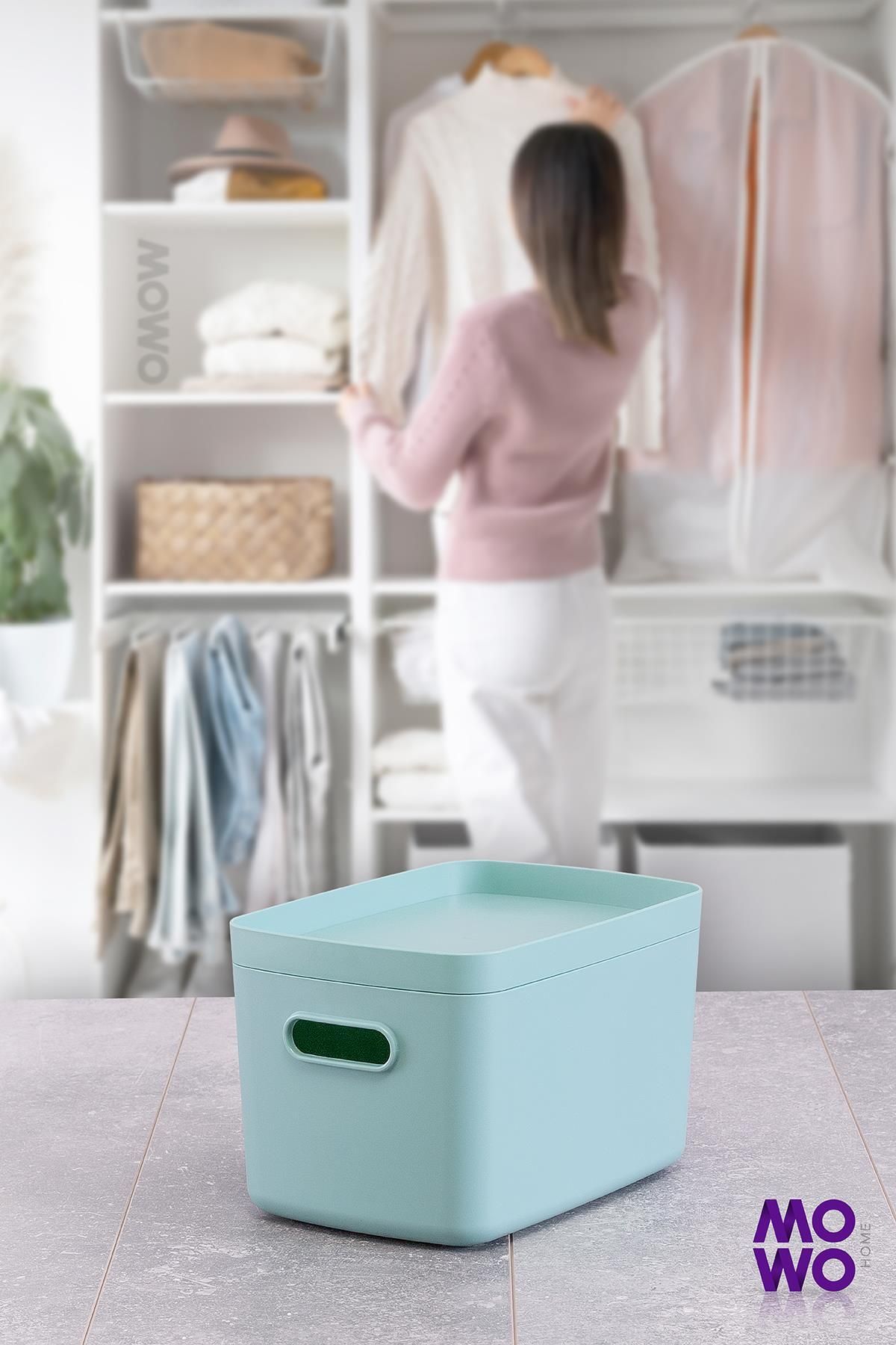 Mowo Home-Alegra 4 Lt Turquoise In-Cabinet Organizer Box with Lid - 6 Multi-Purpose Storage Boxes 4