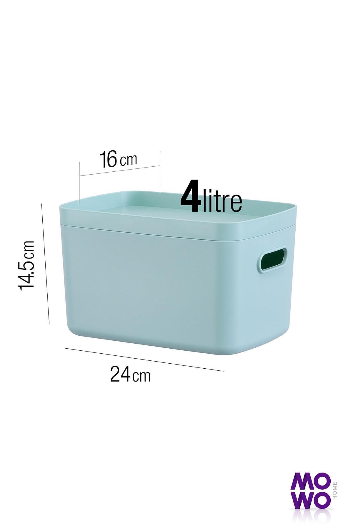 Mowo Home-Alegra 4 Lt Turquoise In-Cabinet Organizer Box with Lid - 6 Multi-Purpose Storage Boxes 5