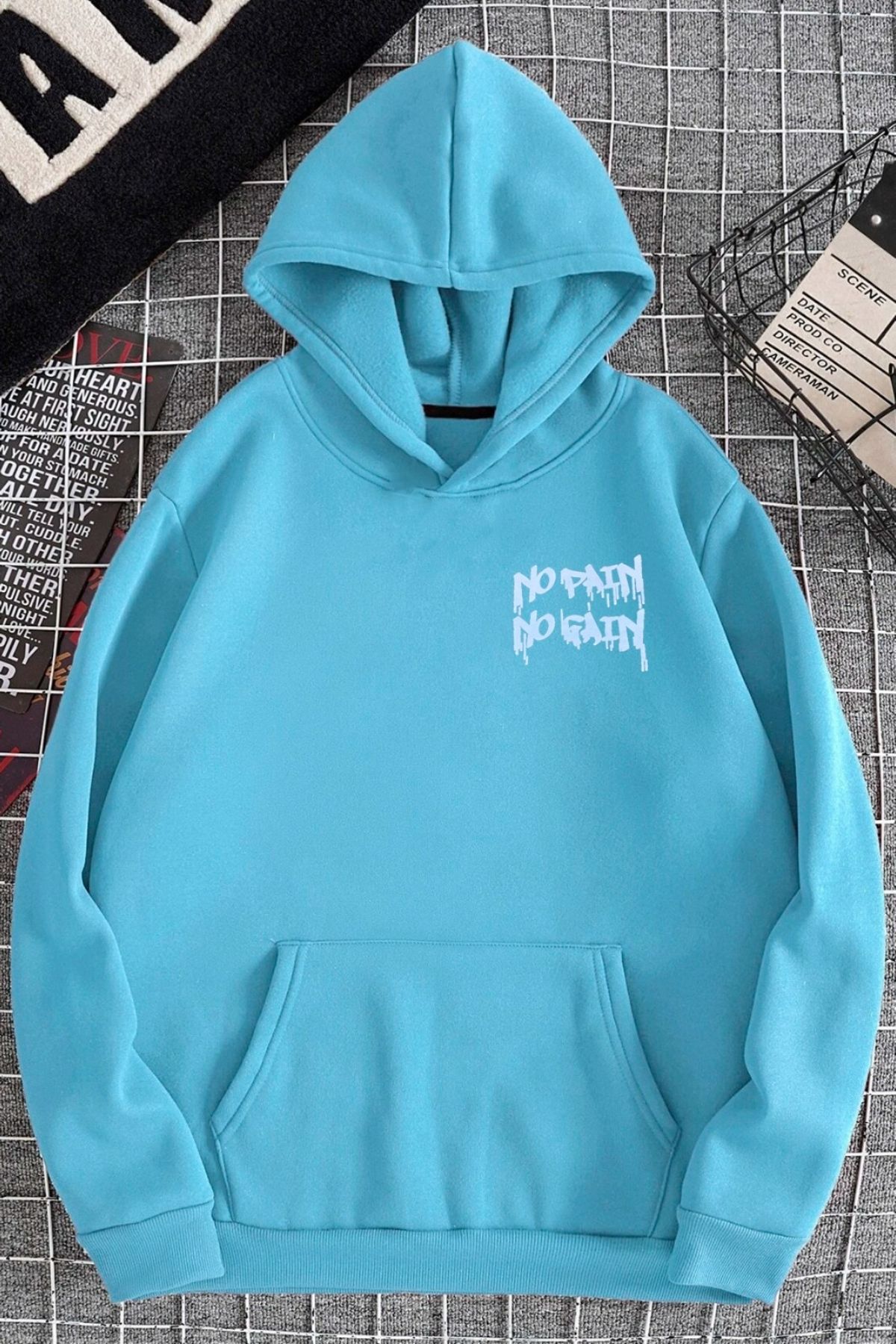 Make your day top hoodie light blue