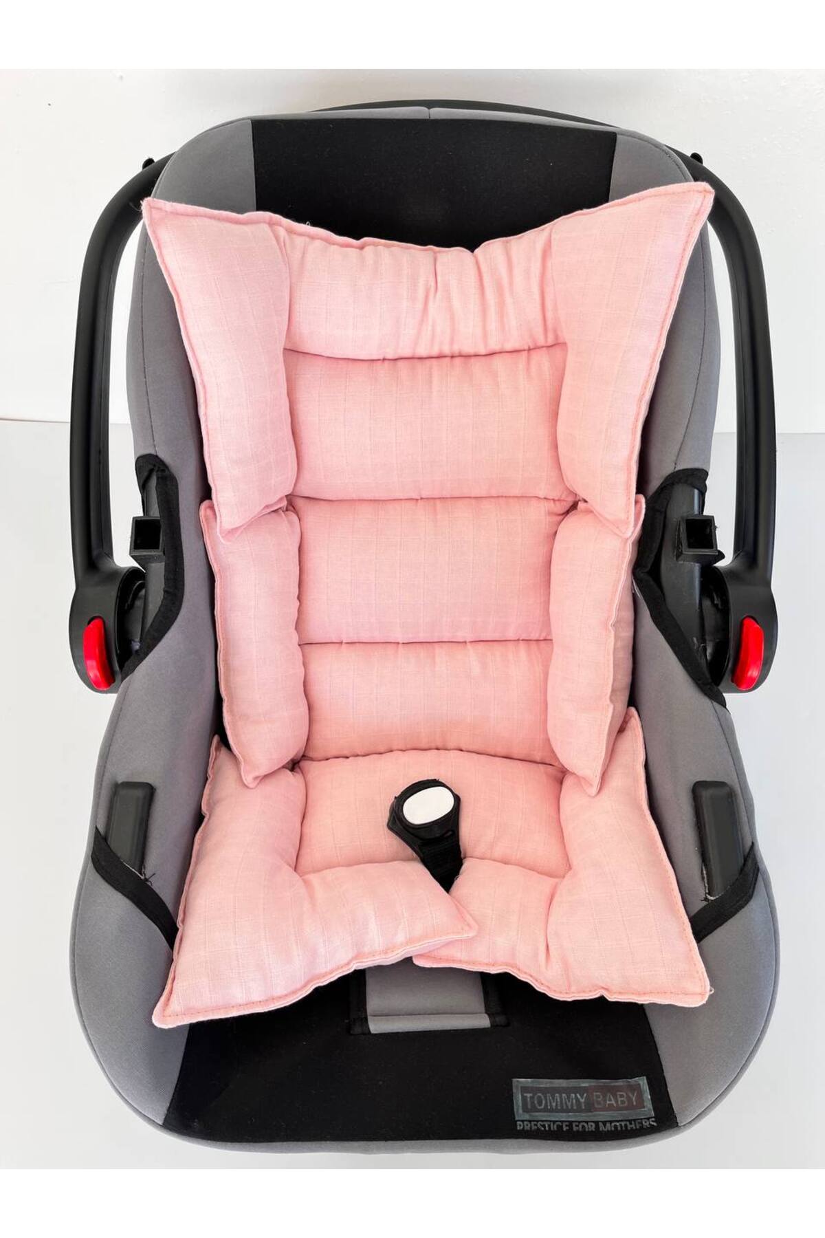 Puro Cotone %100 Pamuk Müslin Bebek Puset Örtüsü ve Puset Minderi Açık Pembe fotoğrafı 3 (önizleme)