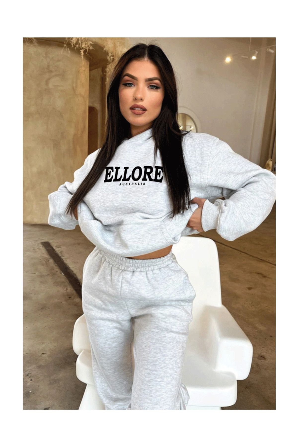 DUBU BUT K Sweatsuit set Gray Oversize Trendyol