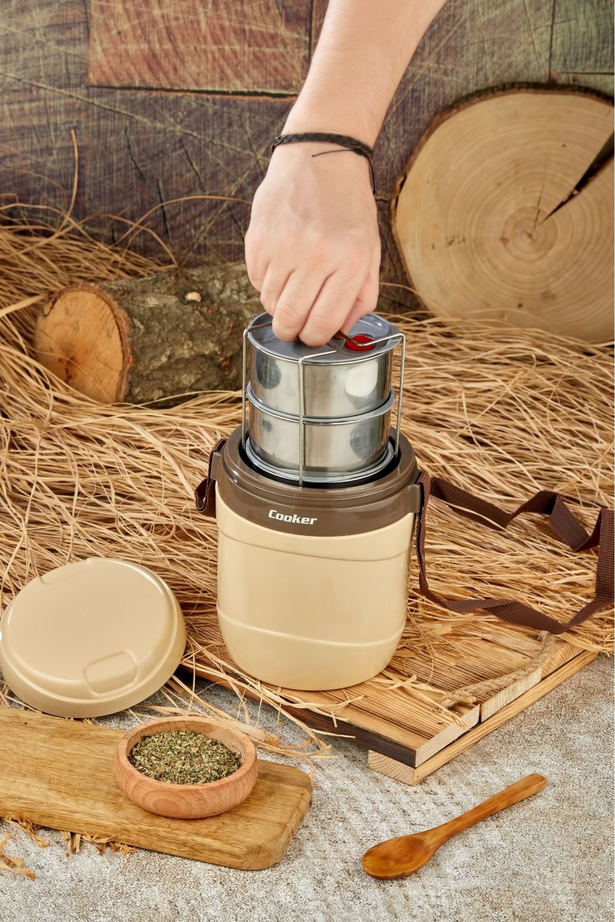 فلاسک نود لوکس 1،2 لیتری فولادی Haznet 3 Dinner Termo Cooker
