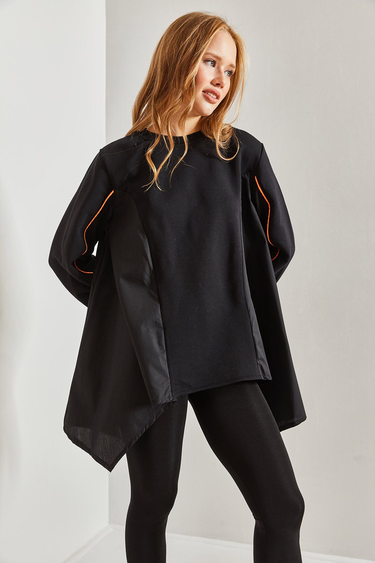 Bianco Lucci-Women's Double Striped Oversize Sweatshirt 5
