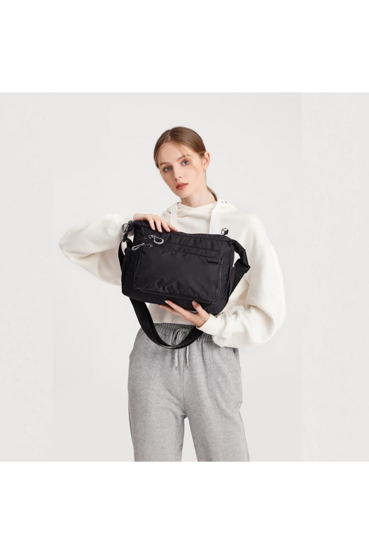 Smart Bags Ekstra Hafif Kumaş Kadın Postacı Çantası - Açık Gri