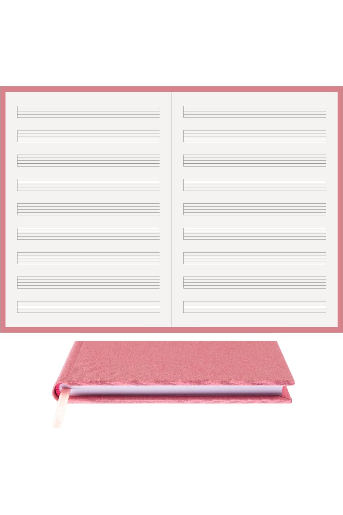 BİDEFTER-كتاب موسيقى (خط قطع يسار بدون مفتاح) 100% صناعة يدوية، تجليد قماش فيسكوز مخيط يدويًا (A/5) 1