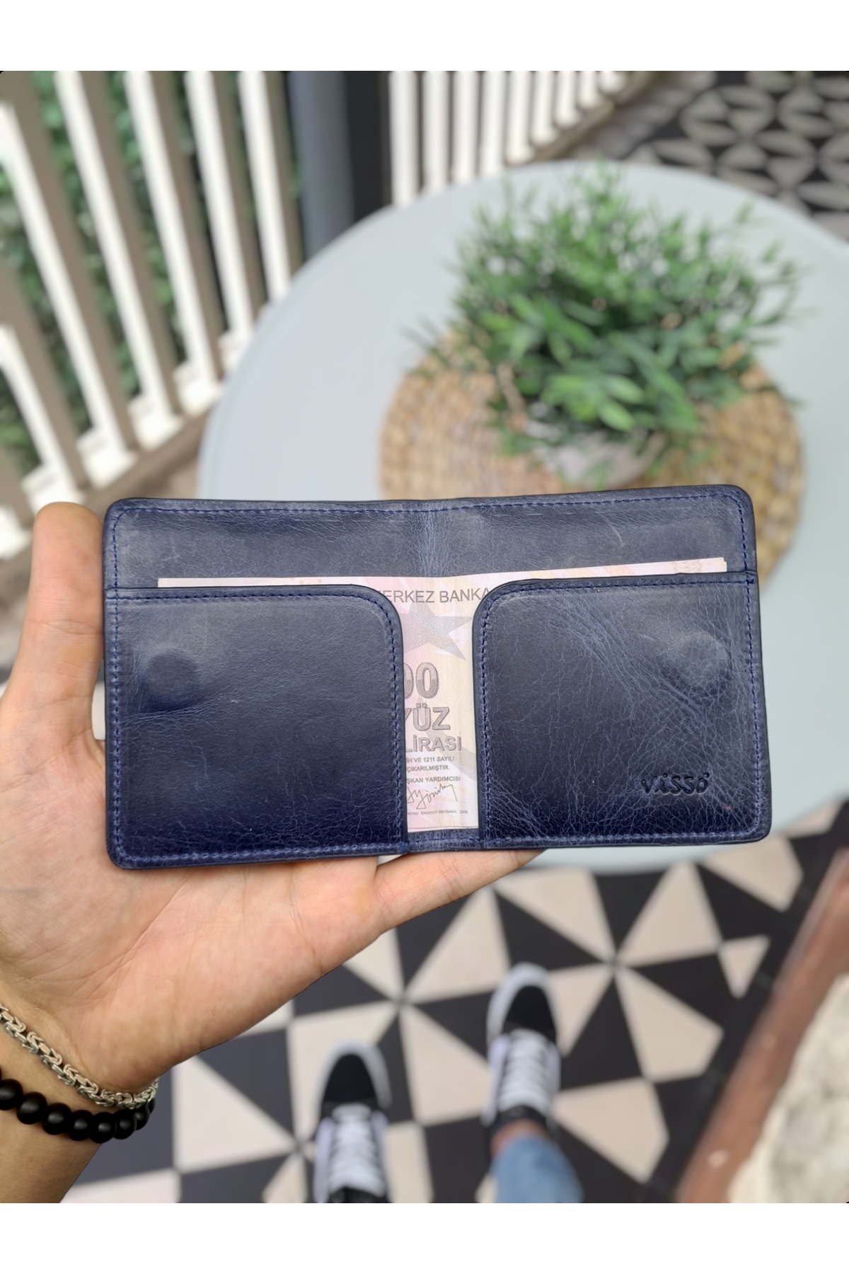کیف پول مردانه آبی سرمه ای Visso leather | 657 اورجینال - تصویر 5