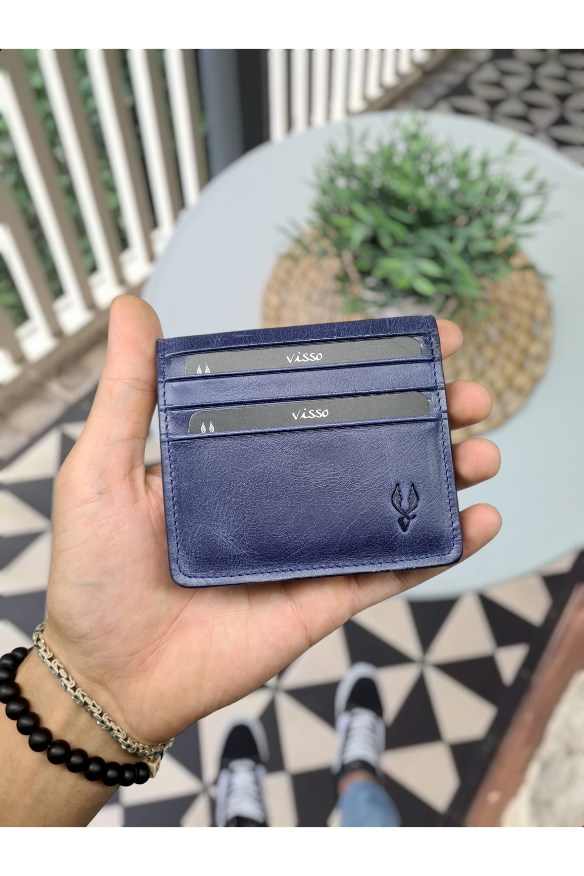 کیف پول مردانه آبی سرمه ای Visso leather | 657 اورجینال - تصویر 4