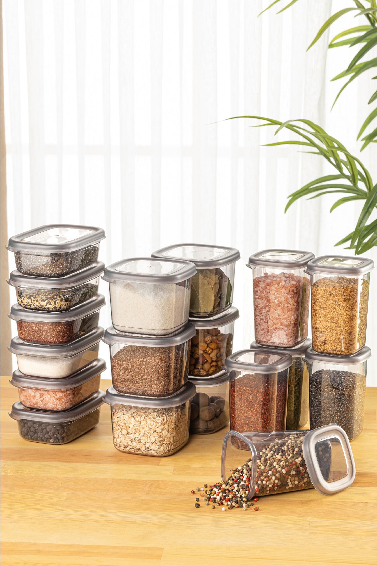 Vienev-Advantageous Super Set of 18 - Seasoning Storage Container 6X(0.40, 0.45, 0.55 L) with Label 2