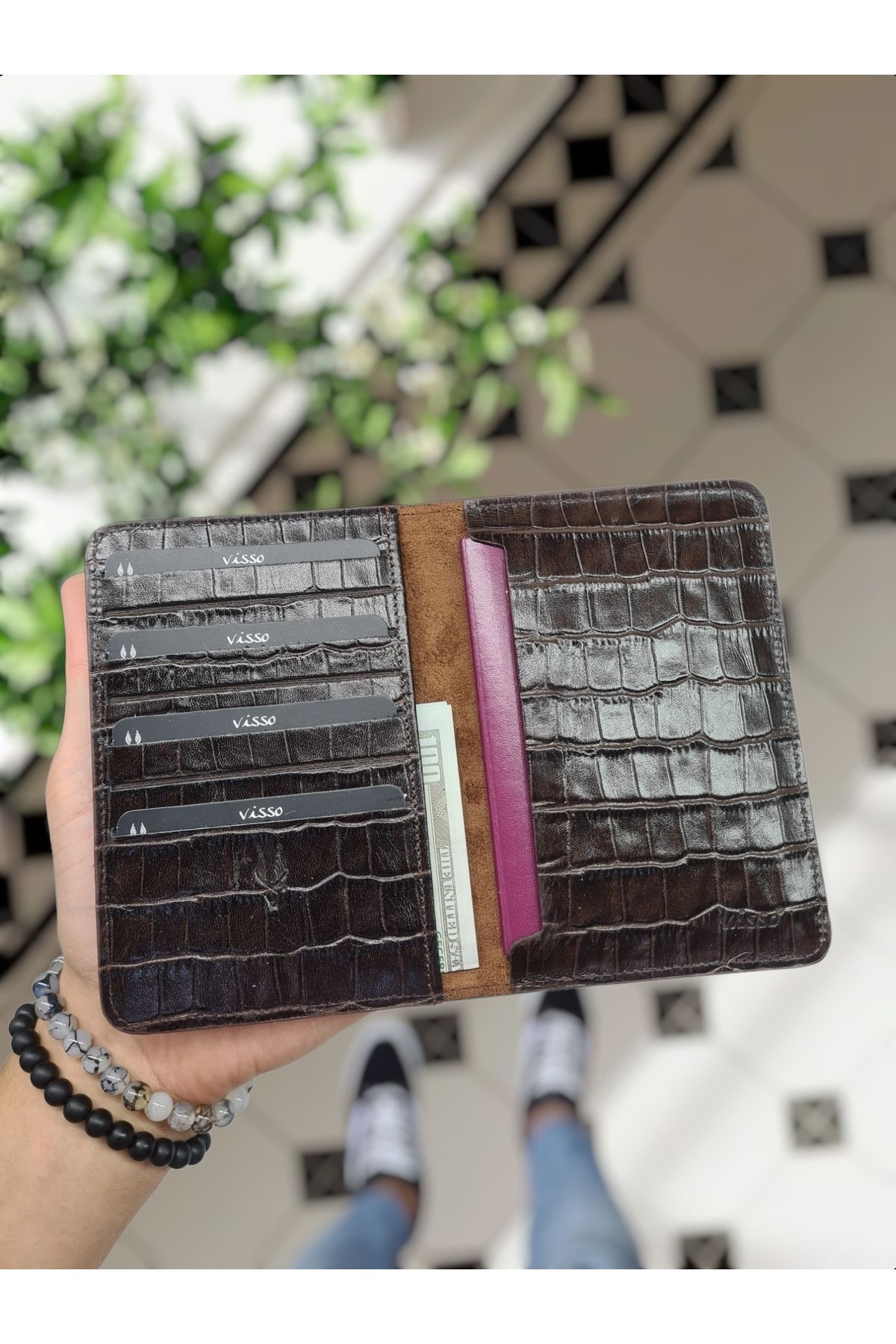 کیف پول مردانه و زنانه 911 TEMPTION LEALINE TEMPTIVE PASSPORTS REAL PASSPORT CASE CHEAKE BEATHER VİSSO