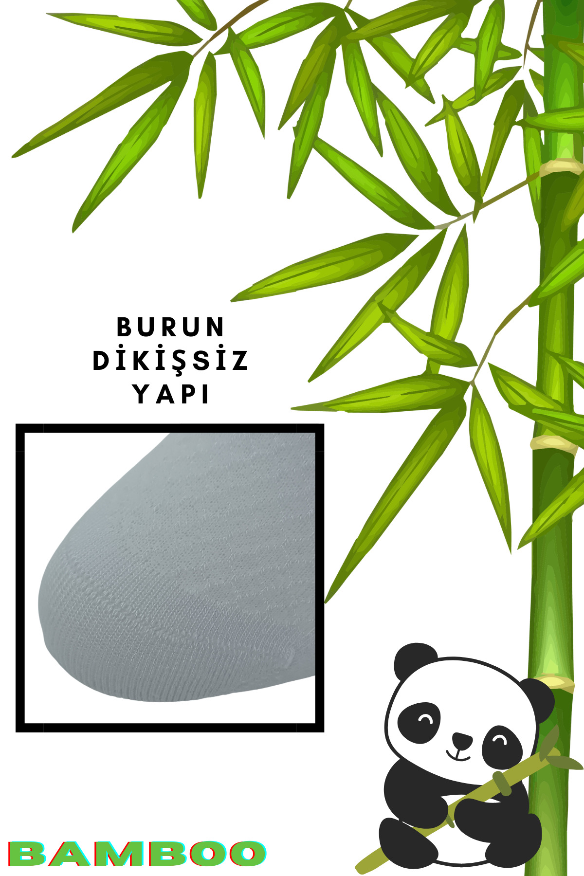 Bambu Görünmez Sneakers Dikişsiz Kadın Çorap (3 Çift) Düz Kısa Kaliteli Çorap — görsel 2