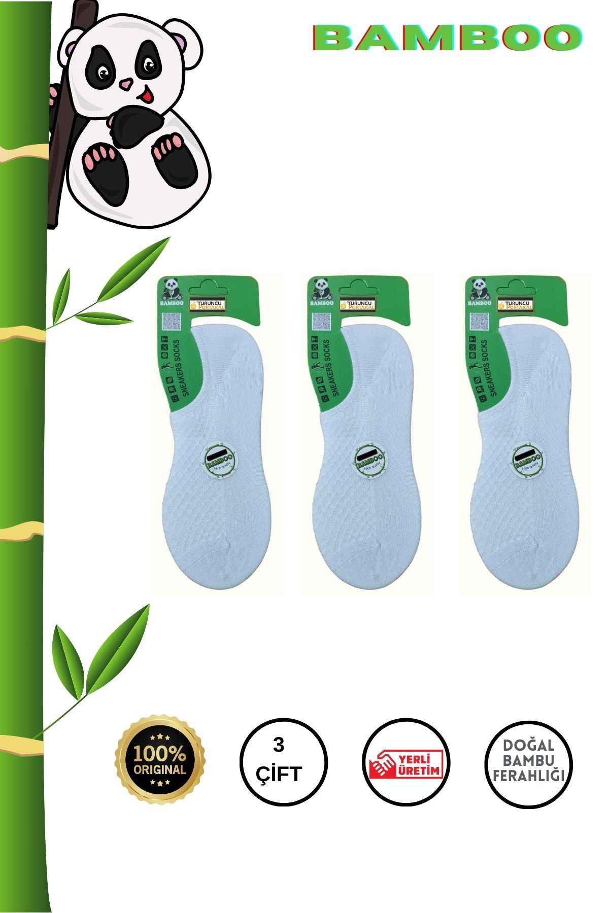 Bambu Görünmez Sneakers Dikişsiz Kadın Çorap (3 Çift) Düz Kısa Kaliteli Çorap — görsel 4 · FHXCFHX