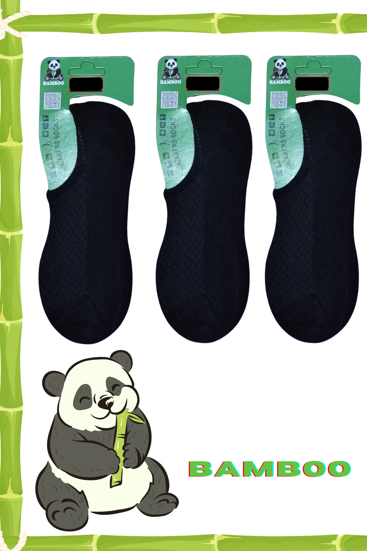 Bambu Görünmez Sneakers Dikişsiz Kadın Çorap (3 Çift) Düz Kısa Kaliteli Çorap — görsel 7