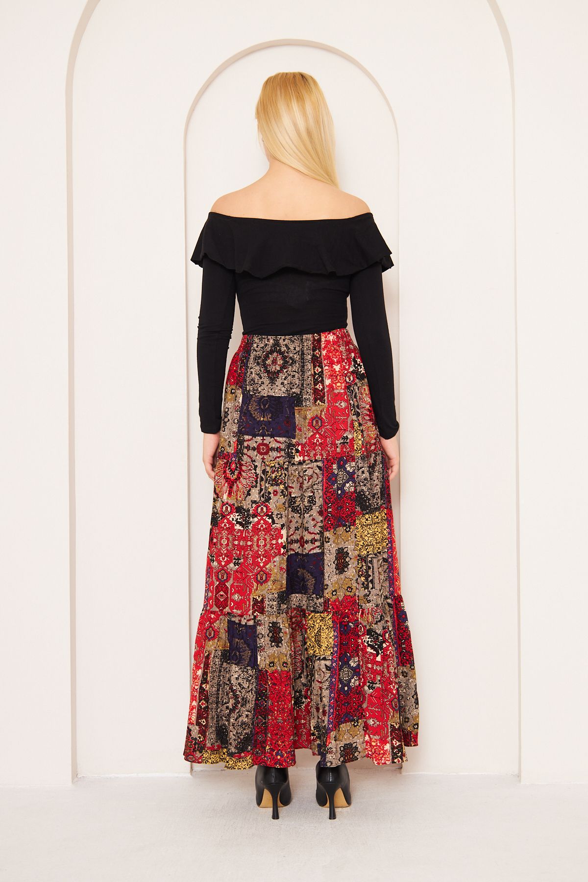 comstar LAYERS Patterned Viscose Skirt Viscose Skirt LONG Skirt Hijab Skirt Daily Skirt Long Skirt Trendyol