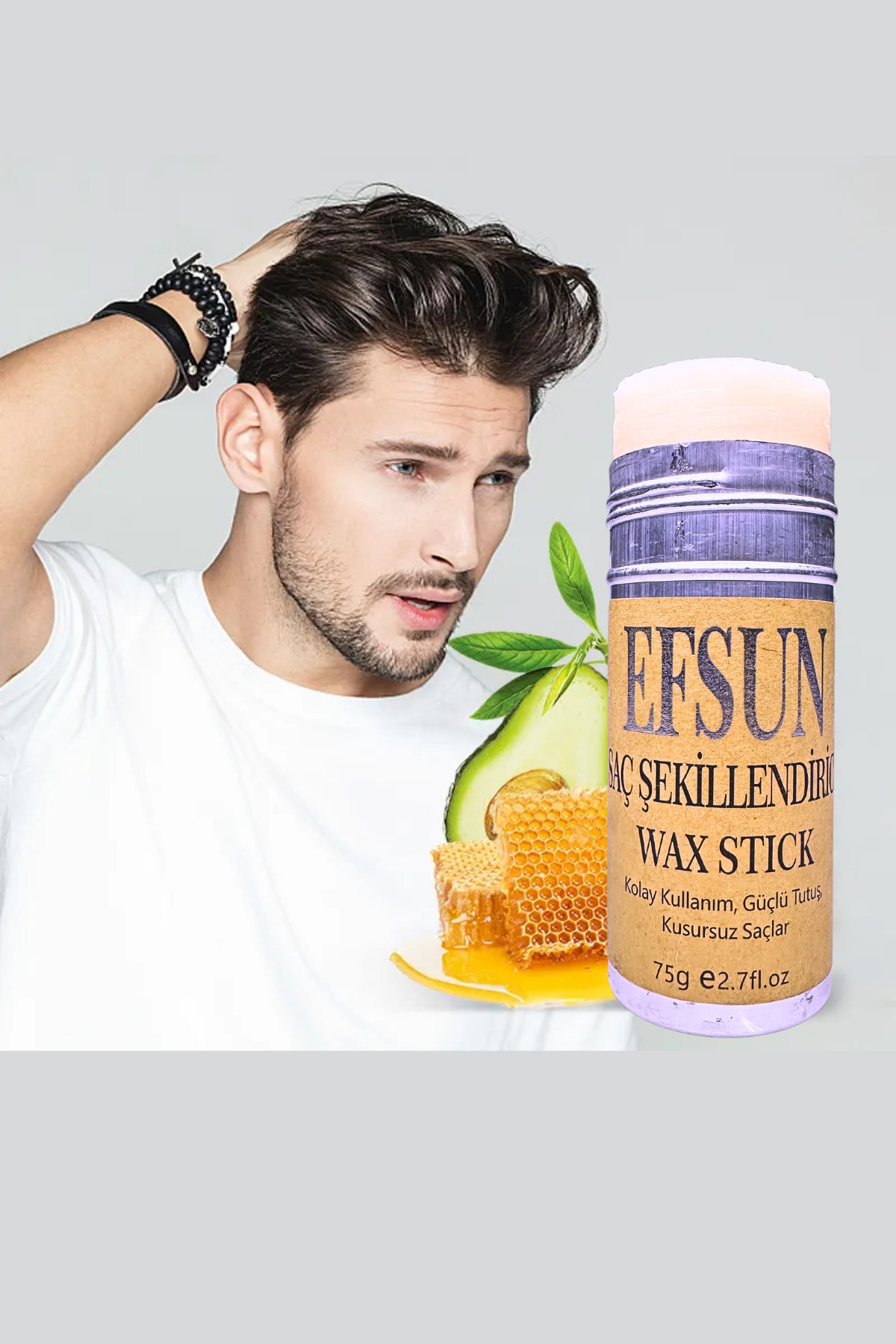 Wax Stick ve 2 Adet Krepe Tarağı — EfsunWaxve2Krepe — تصویر 3 از 4
