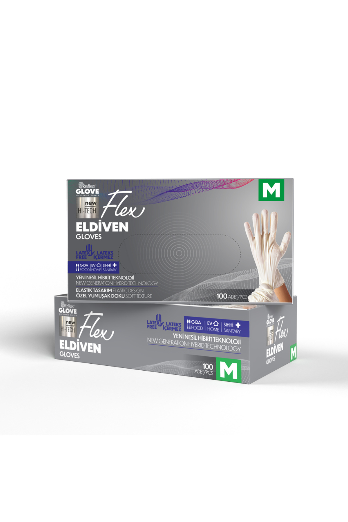 Reflex Flex Eldiven Flex Beyaz Pudrasız Eldiven 1000'li (10 KUTU) M Beden