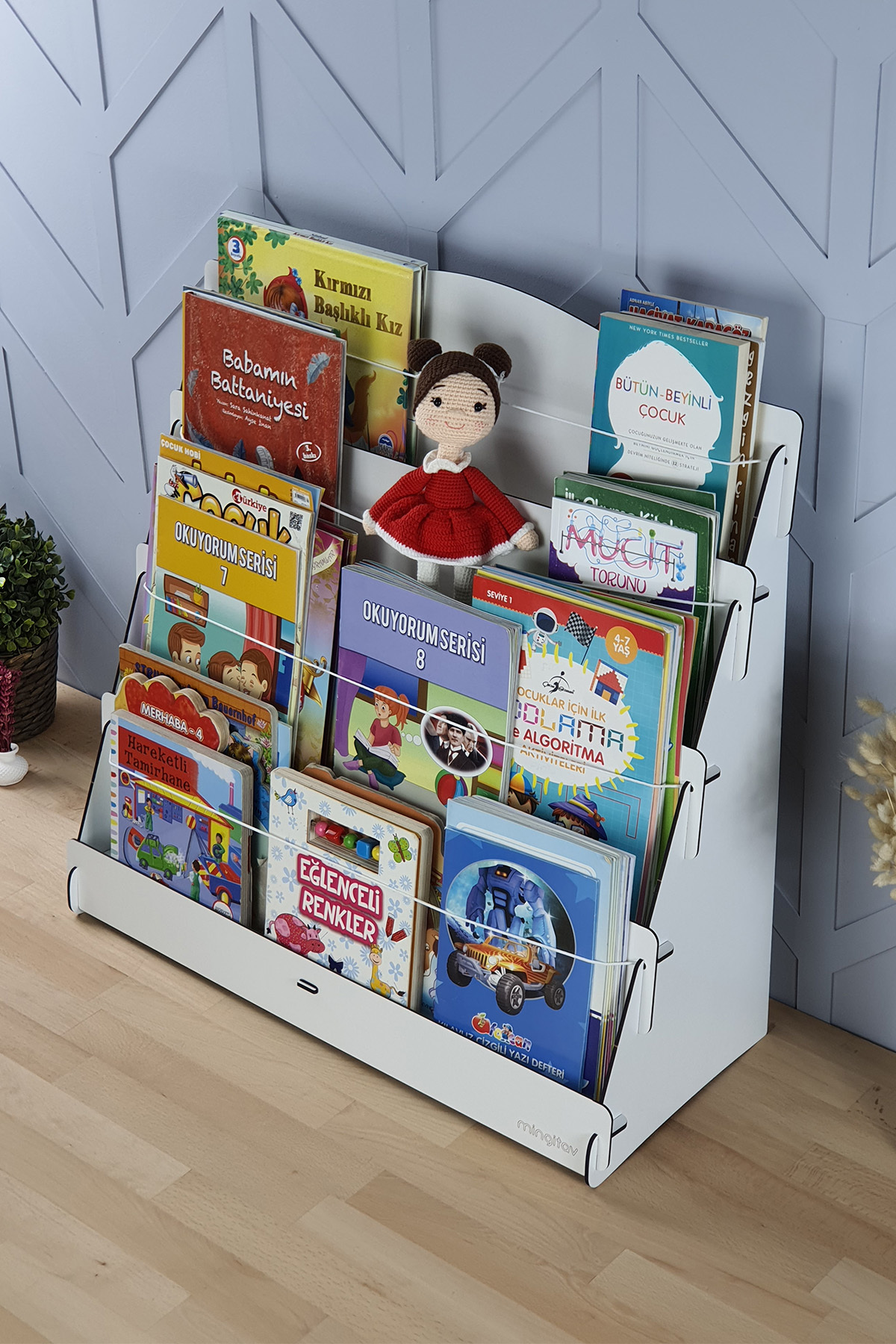 Mingitav Lucky Montessori Ahşap Çocuk Odası 4 Raflı Kitaplık fotoğrafı 4 (önizleme)