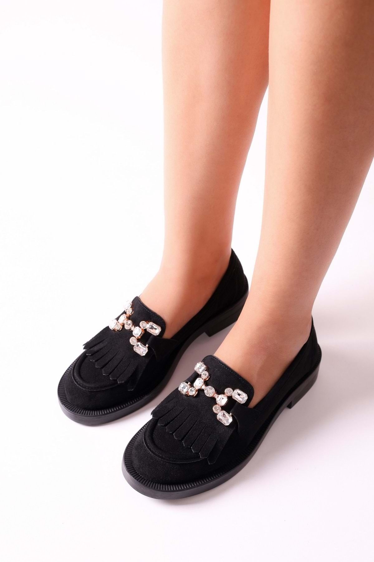 Shoeberry-Női Maeve fekete velúr Stone Loafer fekete velúr 3