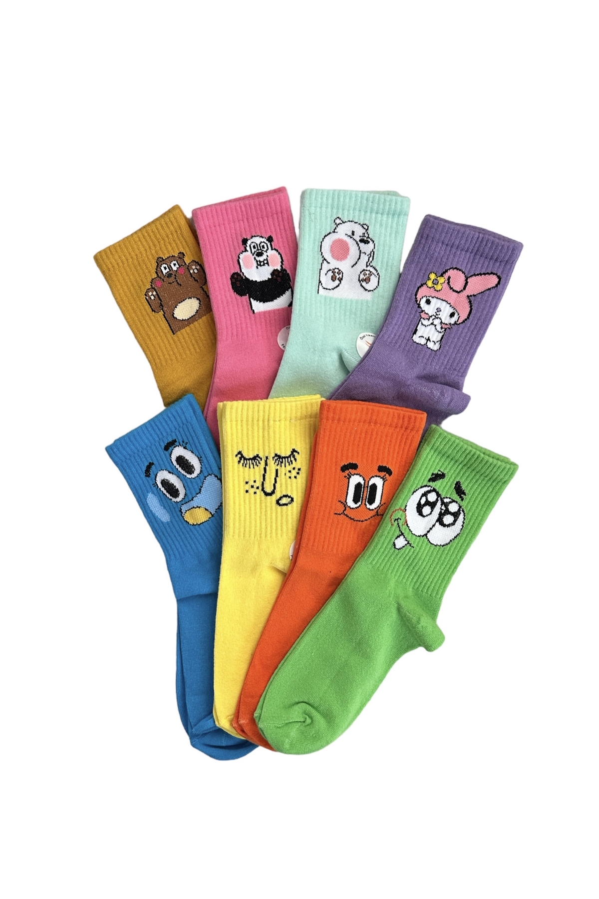 8”Cartoon Cute Character Cheerful College Tennis Socks