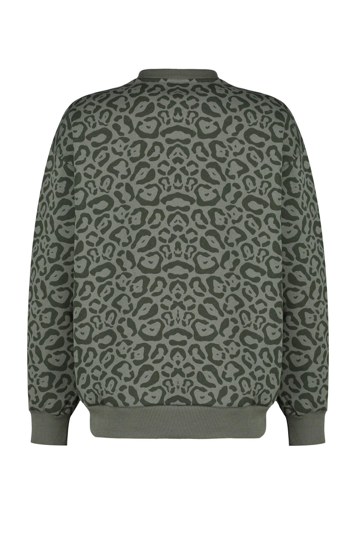 Trendyol Collection-Khaki Bedruckt - Dickes Fleece innen Regular Fit SWeatshirt TWOAW24sw00365 8