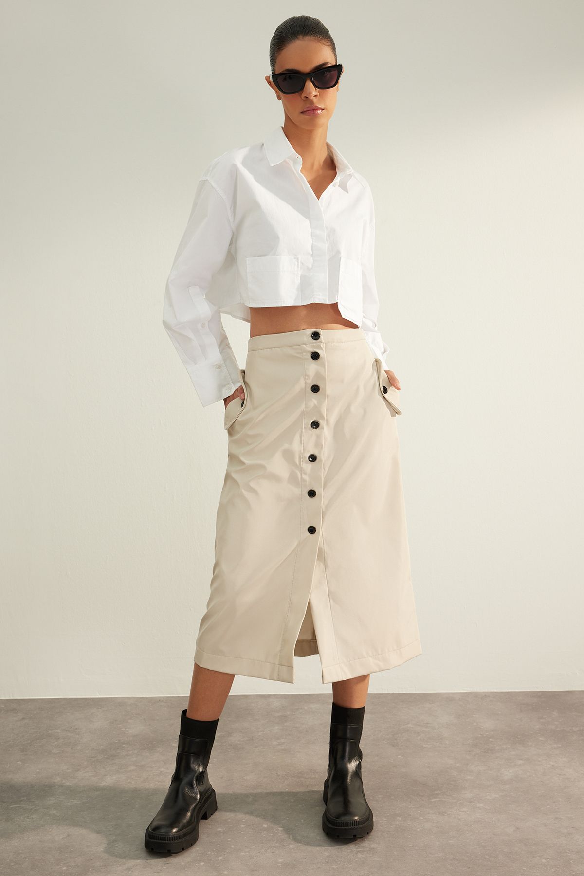 Trendyol Collection Beige Premium High Quality Parachute Fabric