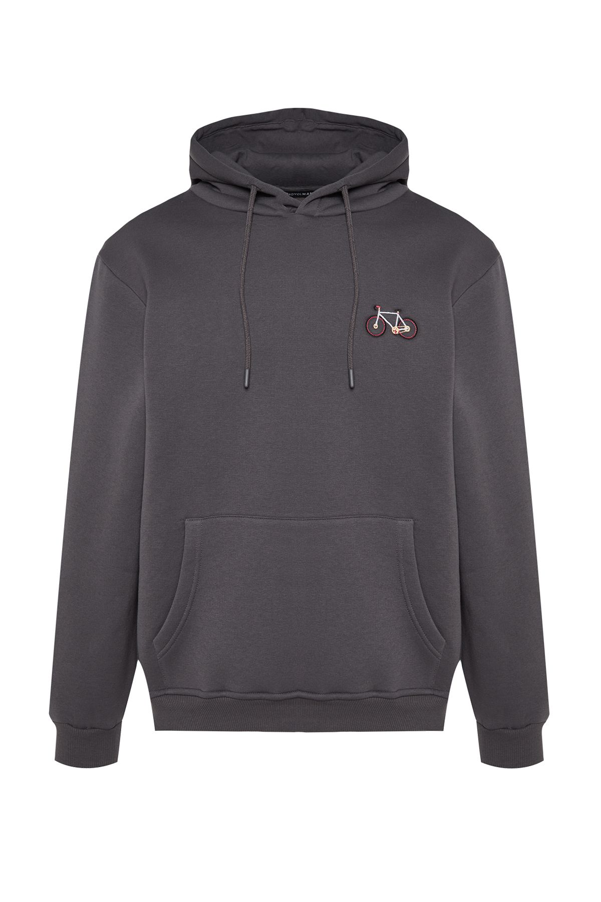 Trendyol Collection-Anthrazitfarbenes, minimal besticktes Fleece-Sweatshirt - TMNAW24sw00096 6