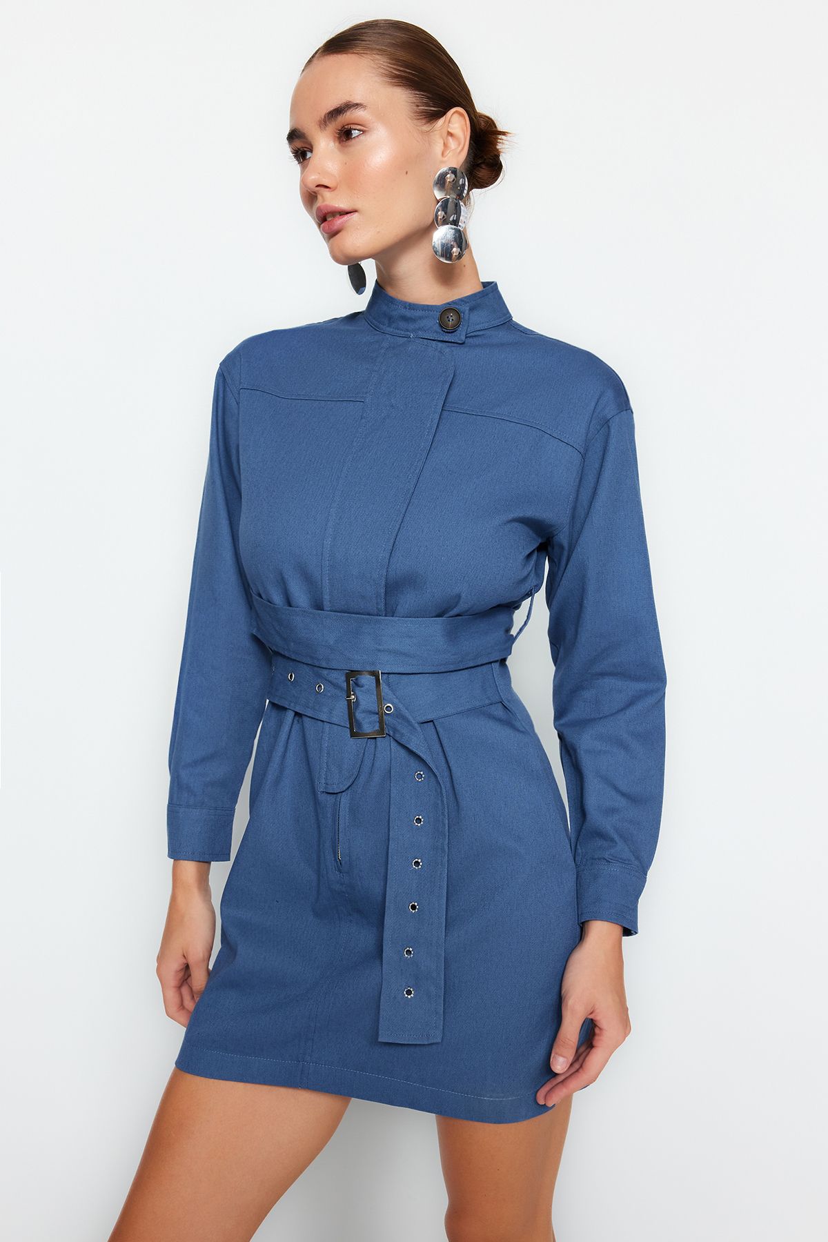 Belted straight fit shirt 2025 dress