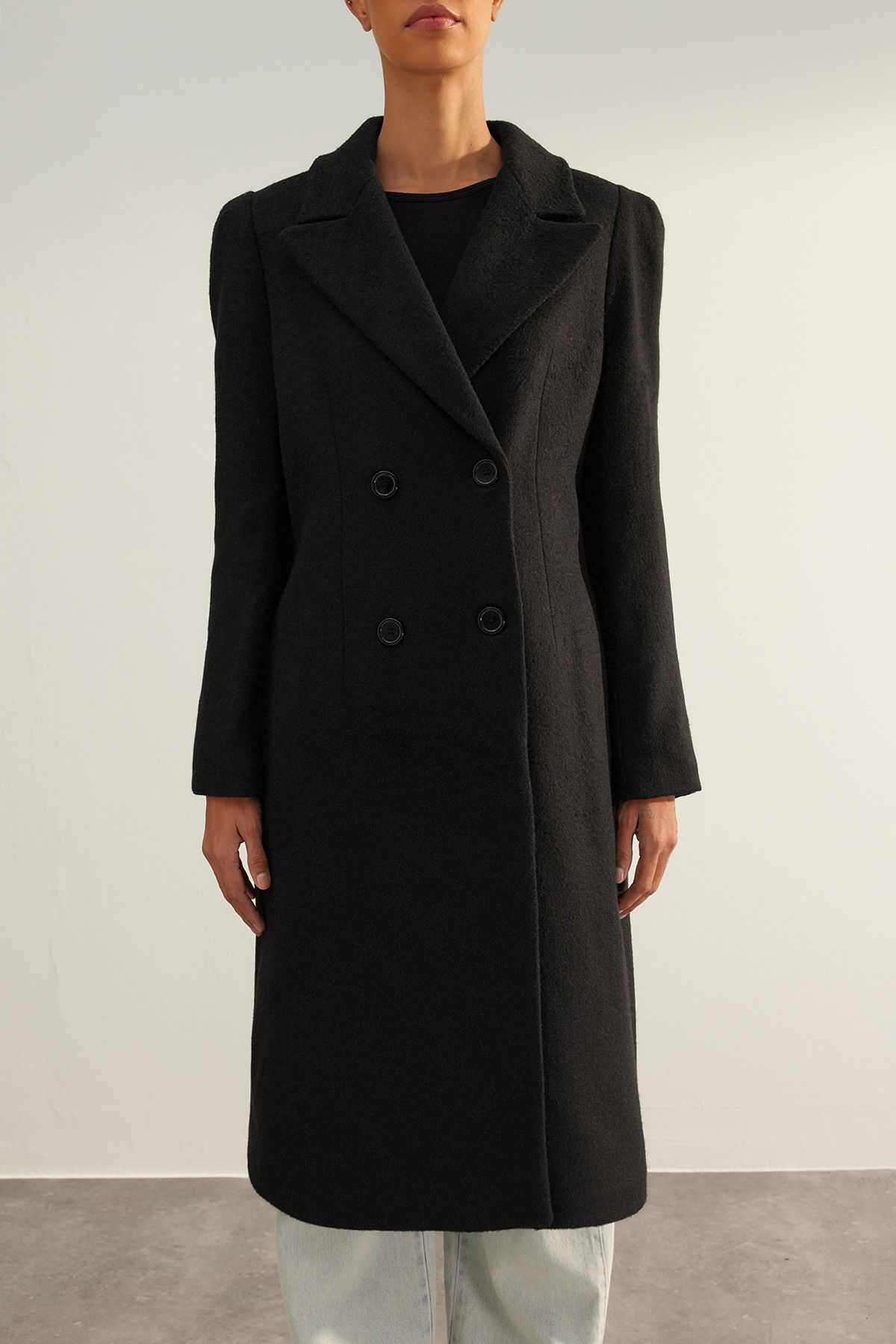 Trendyol Collection-Palton oversize de lână neagră - TWOAW24KB00172 3