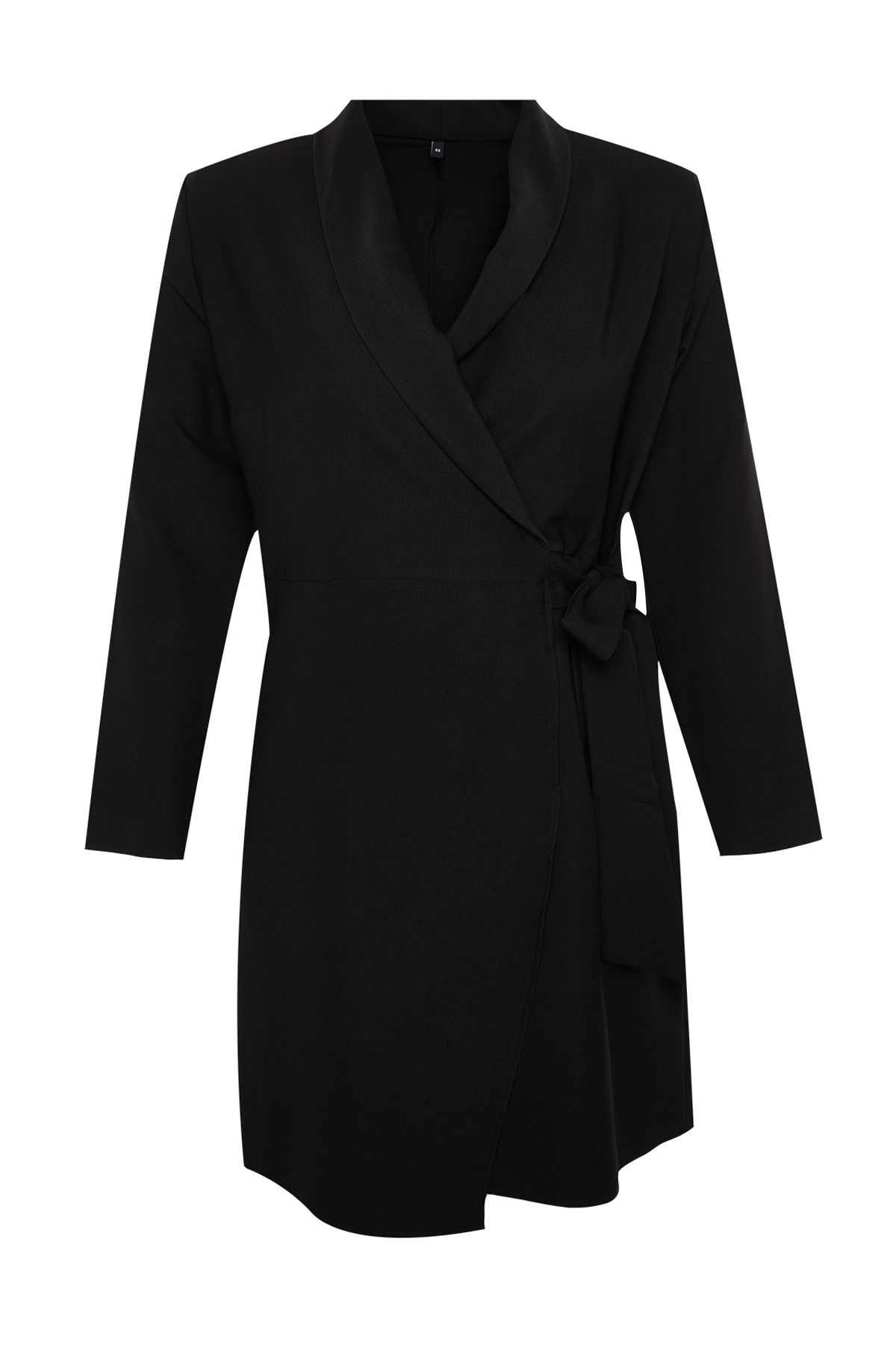 Trendyol Curve-Schwarzes zweireihiges Minikleid in Übergröße - TBBAW24AH00058 6