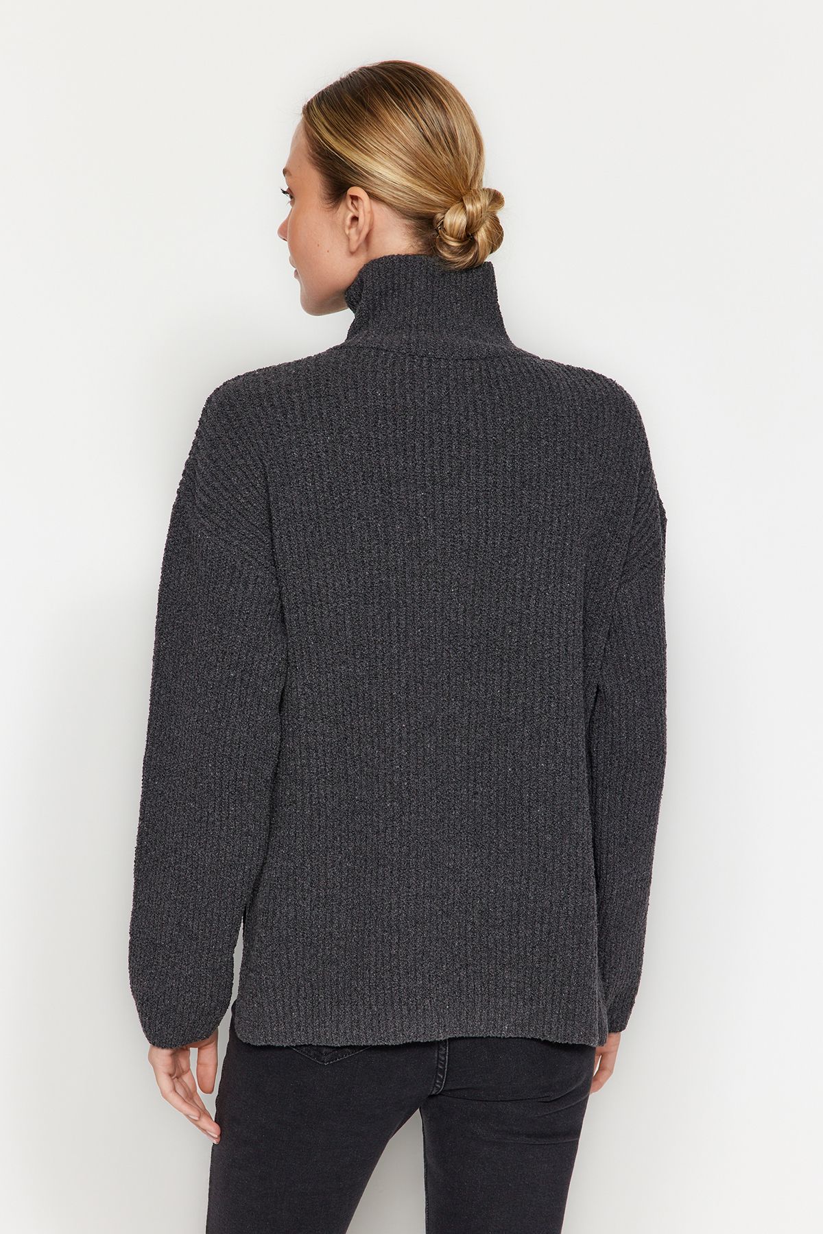 Trendyol Collection-Antracit Wide Fit - Tricotaj durabil Pulover TWOAW24KZ01119 6