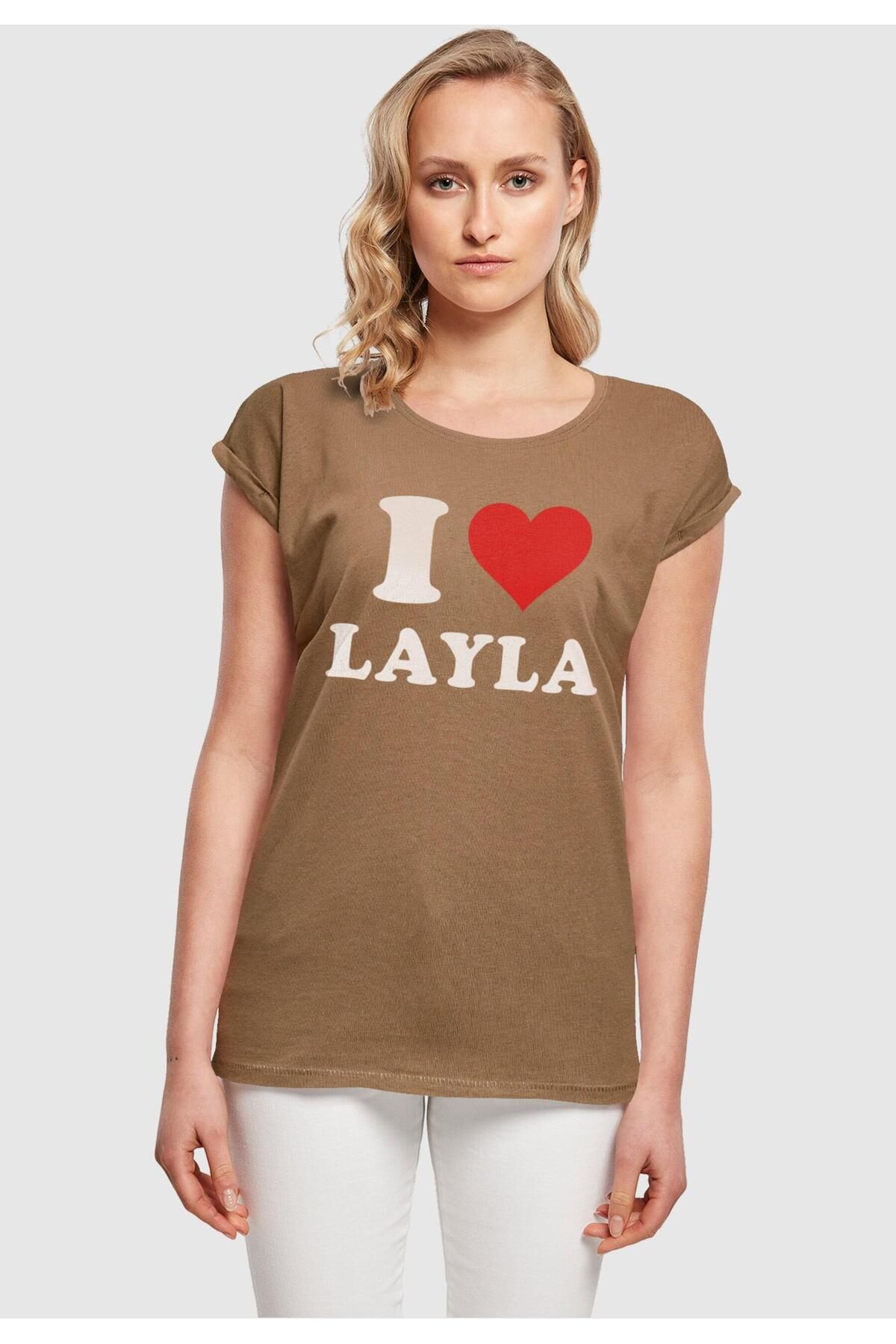 Merchcode Damen Ladies I T-Shirt Trendyol X Layla - Love