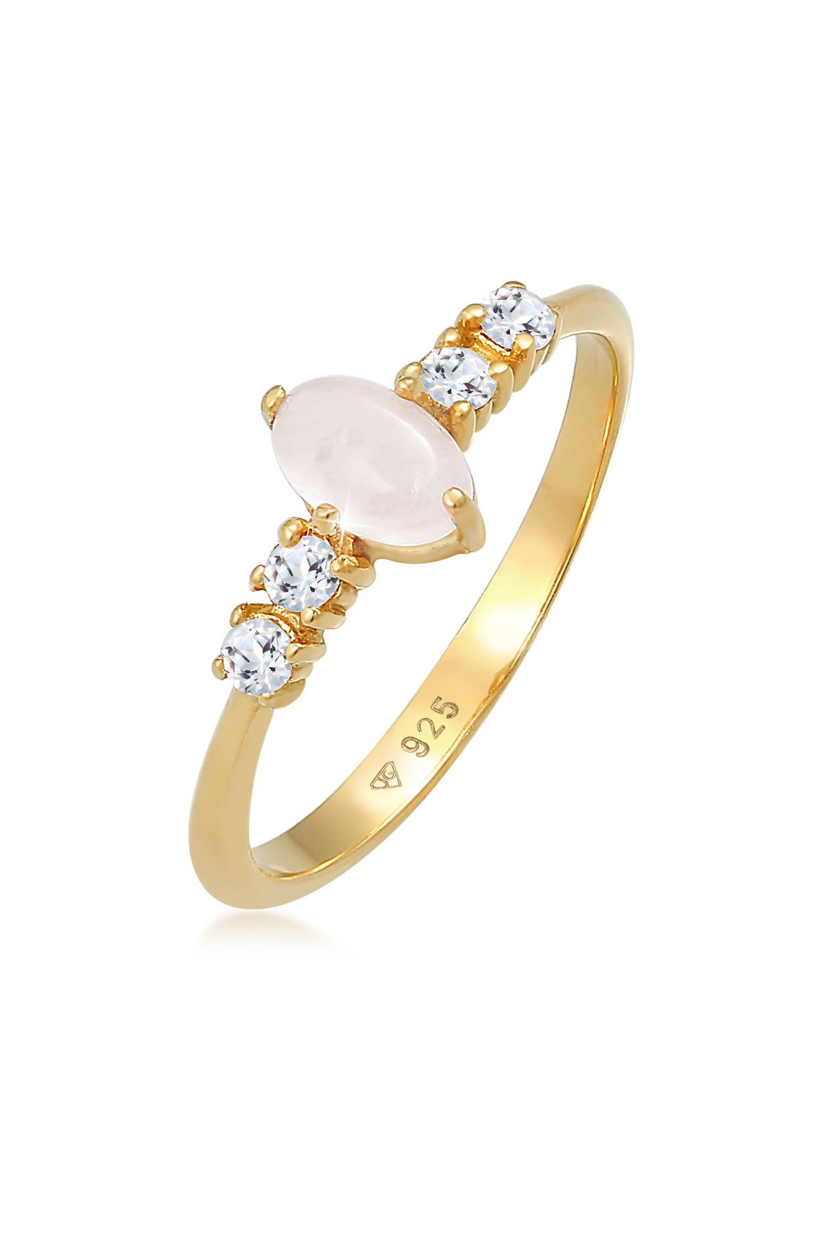 ELLI-Ring aus 925er-Sterlingsilber mit rosa Quarz-Topas-Glanz 1