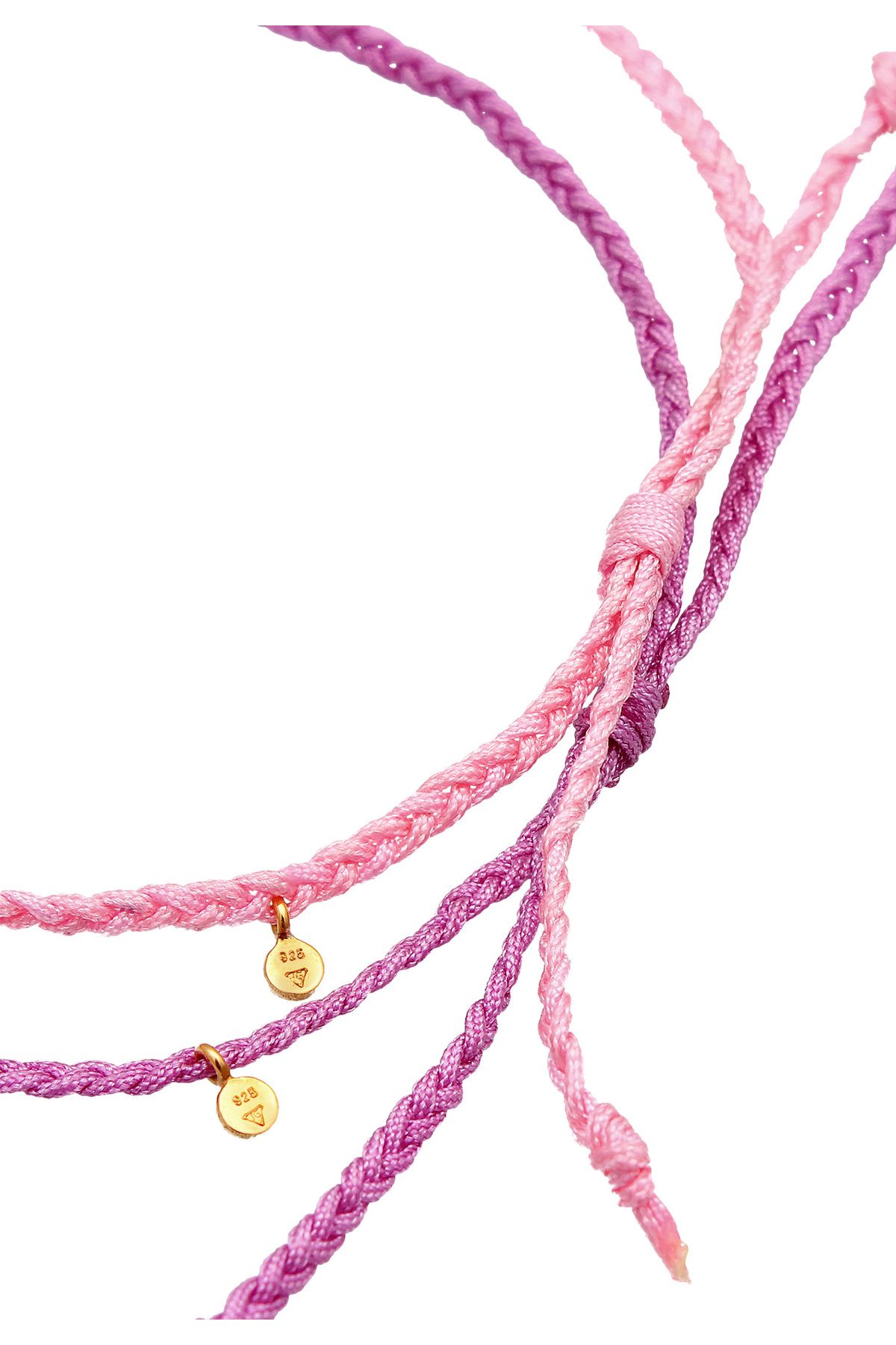 ELLI-Fußschmuck Nylon Bändchen Zopfdesign Perlen 2er Set 925 Silber 4