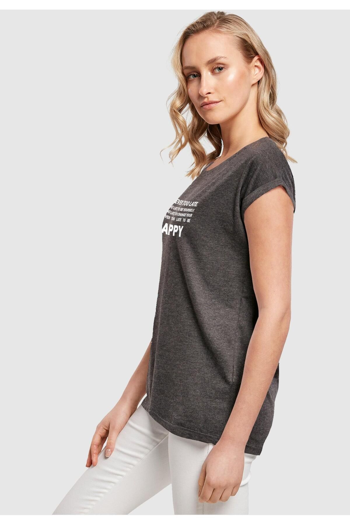 Merchcode Damen Ladies Never Too Late Extended Shoulder Tee - Trendyol | T-Shirts