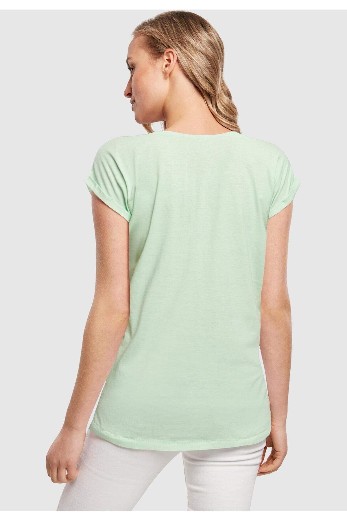 Merchcode Damen Ladies Never Give Up T-Shirt mit verlängerter  Schulterpartie - Trendyol