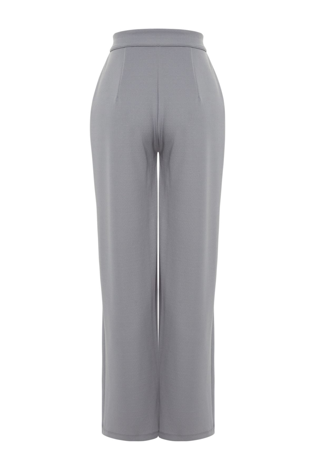 Trendyol Collection-Graue Plissee-Strickhose mit hoher Taille und Klettverschluss - Wide Fit TWOAW24PL00177 9