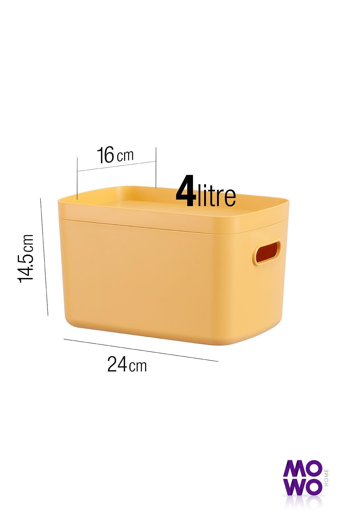Mowo Home-Alegra 6 Pieces 4 Lt Mustard - Decorative and Storage Box, Multi-Purpose Cabinet Organizer Box with Lid 5