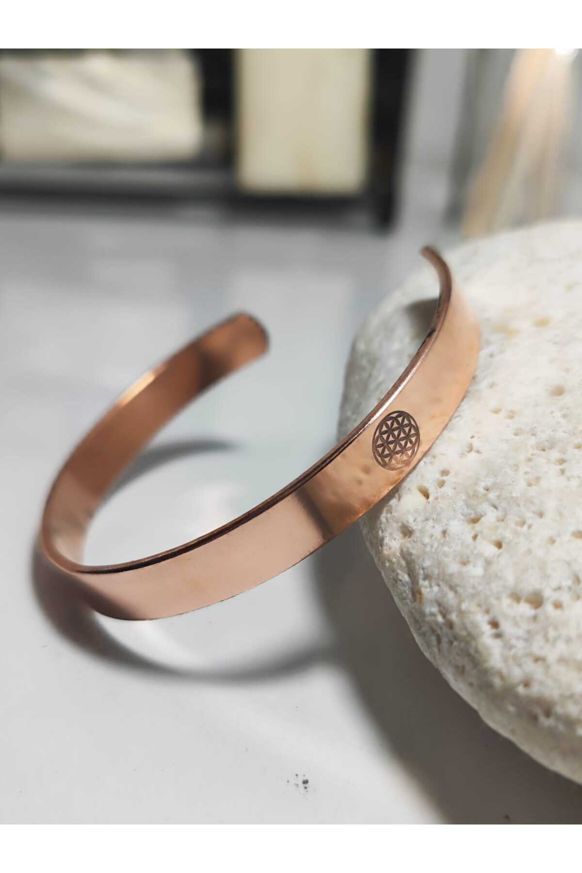 %100 Saf Bakır Yaşam Çiçekli ve Lotus Çiçekli Bileklik