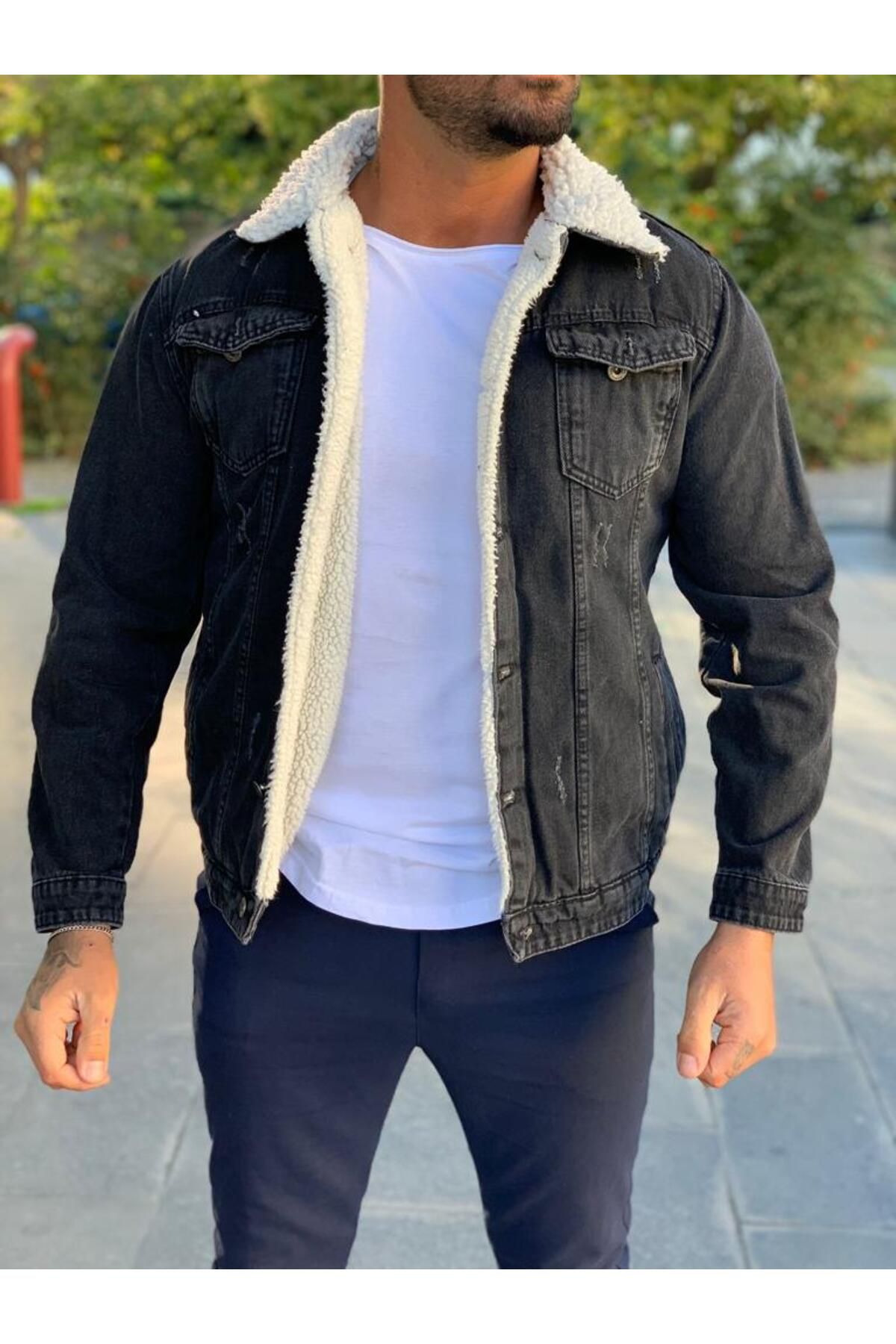 Jean jacket with fur on inside deals