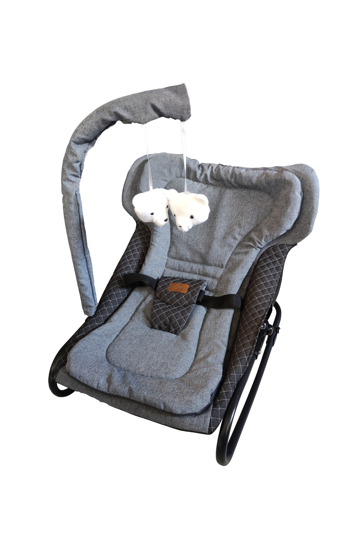 Happy Baby Elit Keten Anakucağı - Hazır Kurulu Gelir - Kademeli - Sallanır - Oyuncaklı - Bebek Ana Kucagi fotoğrafı 4 (önizleme)