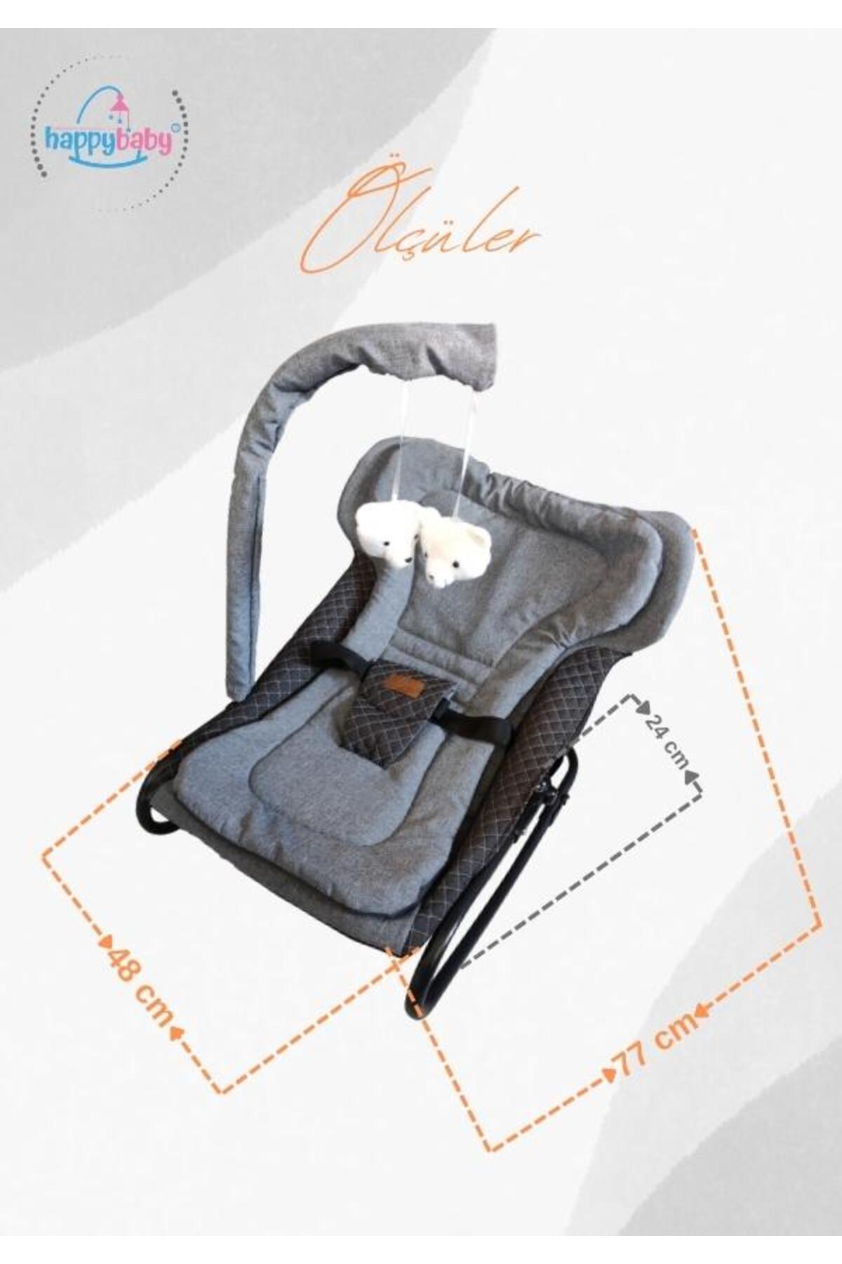 Happy Baby Elit Keten Anakucağı - Hazır Kurulu Gelir - Kademeli - Sallanır - Oyuncaklı - Bebek Ana Kucagi fotoğrafı 3 (önizleme)