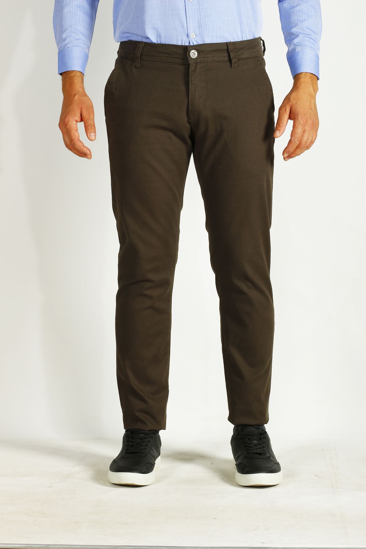 شلوار پارچه ای سبز مردانه لباس جیب جانبی خاکی باریک CHINO جین 2194 ان سی آر Ncs