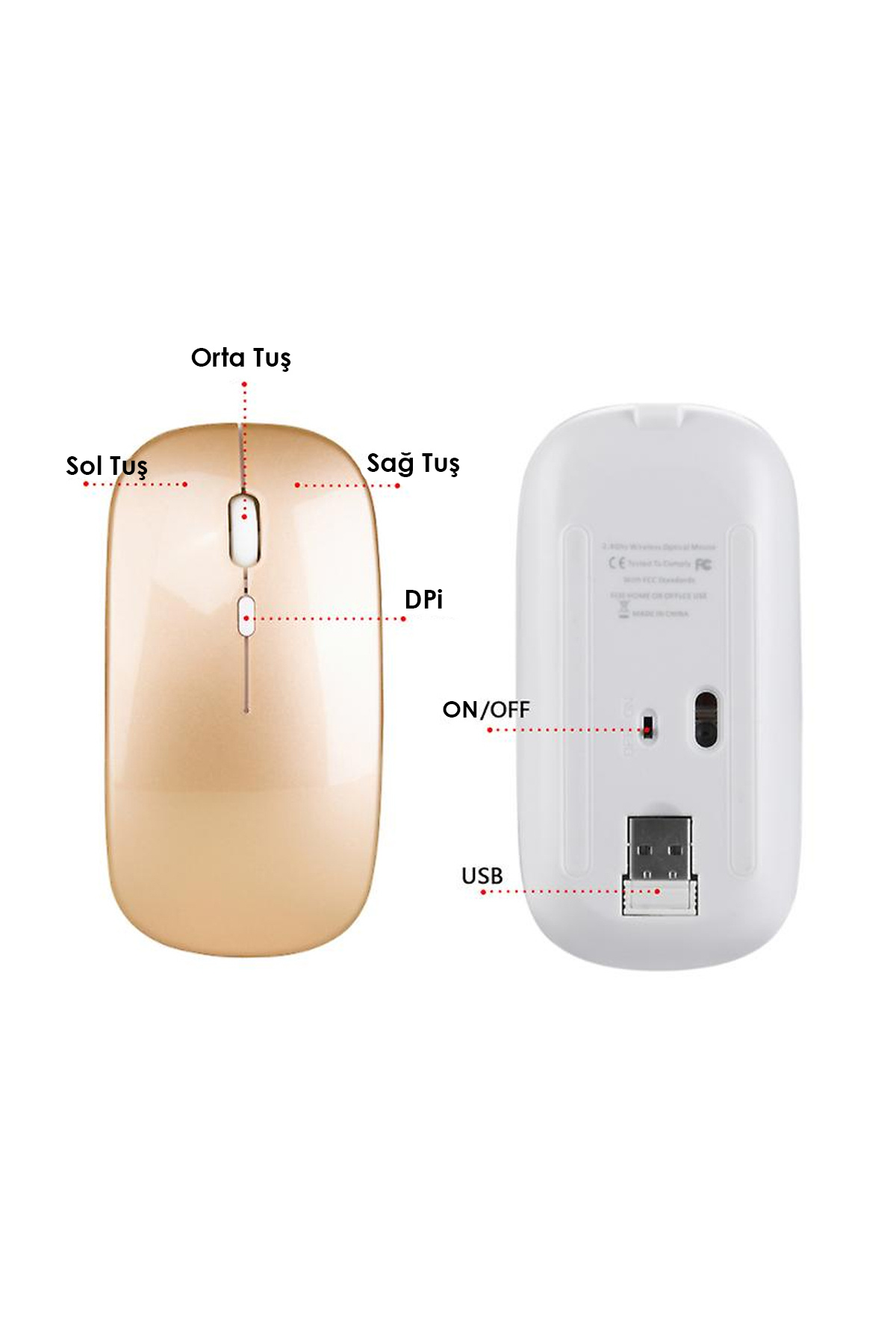 2.4 Ghz Wireless Kablosuz Sessiz Mouse Ofis 3 Tuşlu bluetooth 4