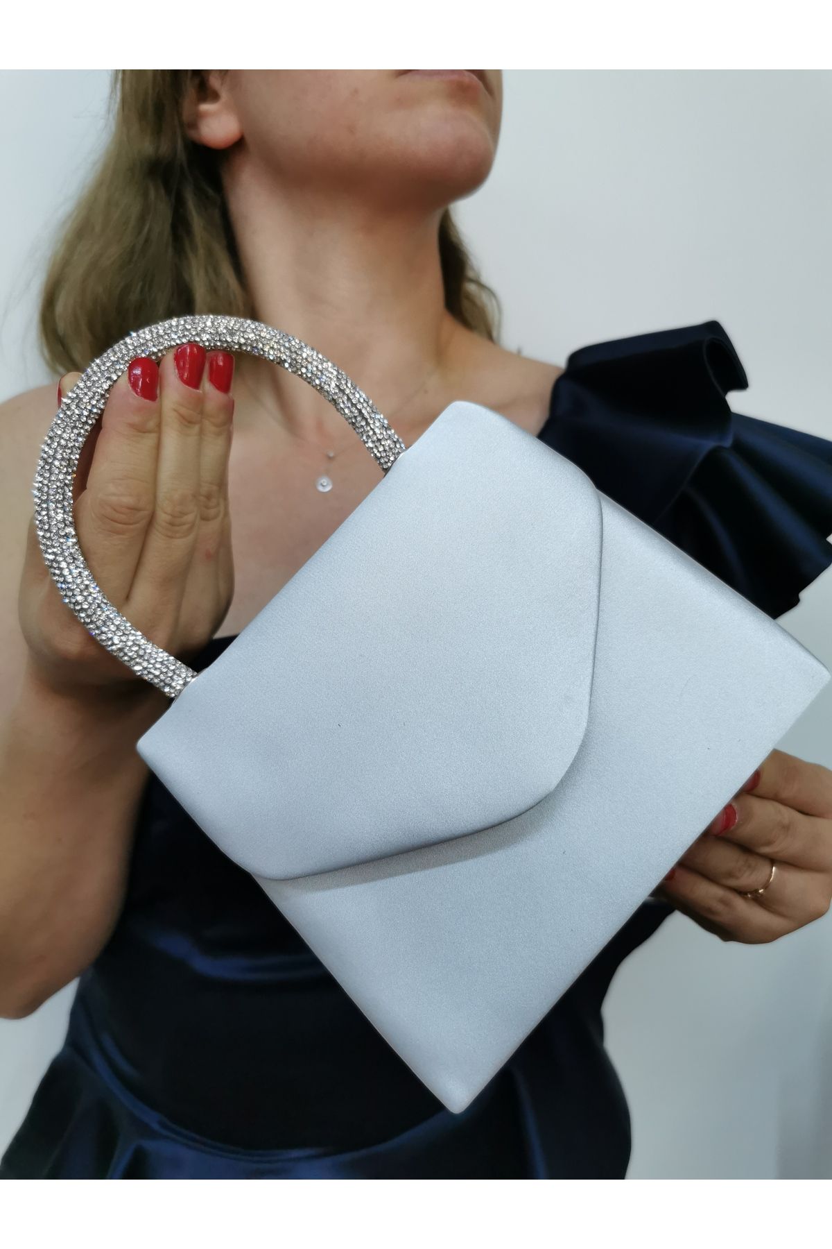 NAZART WOMEN S SATIN SILVER EVENING DRESS STONE CLUTCH PORTFOLIO