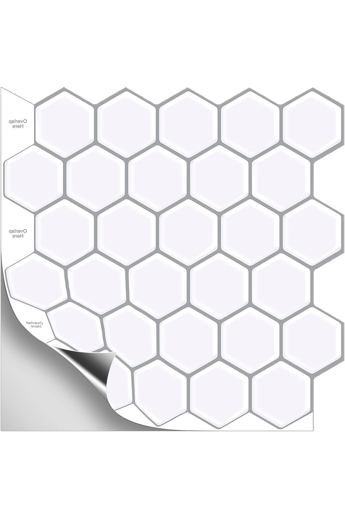 TechnoSmart 1adet 3d Kendinden Yapışkanlı 30cm×30cm Kaplama Balpeteği Beyaz Duvar Mutfak Banyo