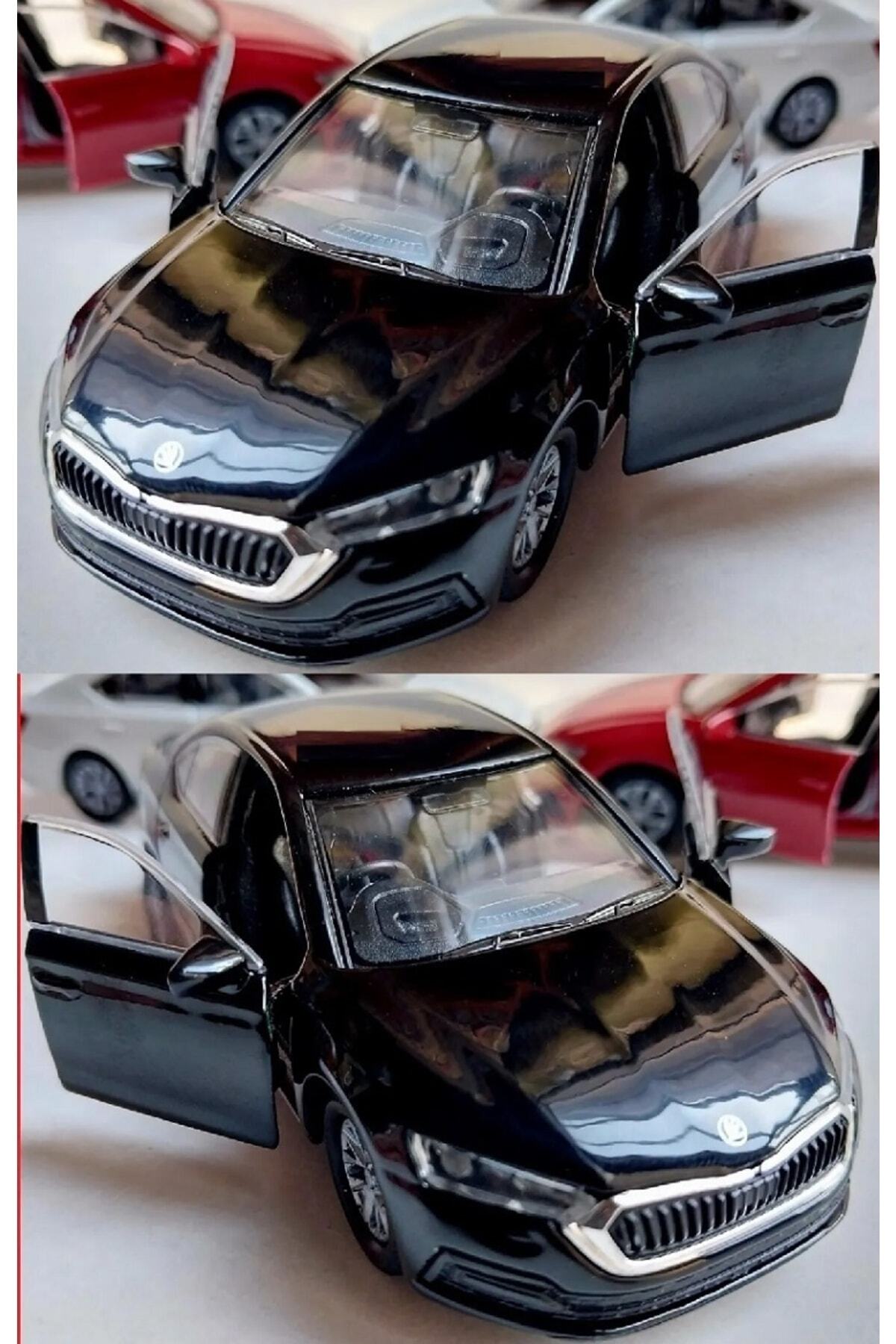 set dizayn Skoda Octavia Yeni Diecast Metal Orjinal Koleksiyon Çekbırak Araba Kapılar Açılır Black