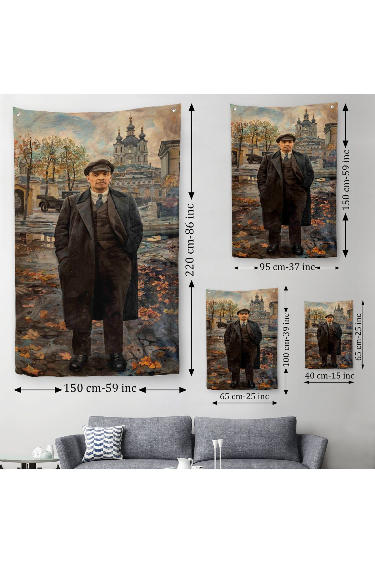 Harita Sepeti-Vladimir Lenin Soviet Era Russia Decorative Wall Cloth - Rug-6194 3