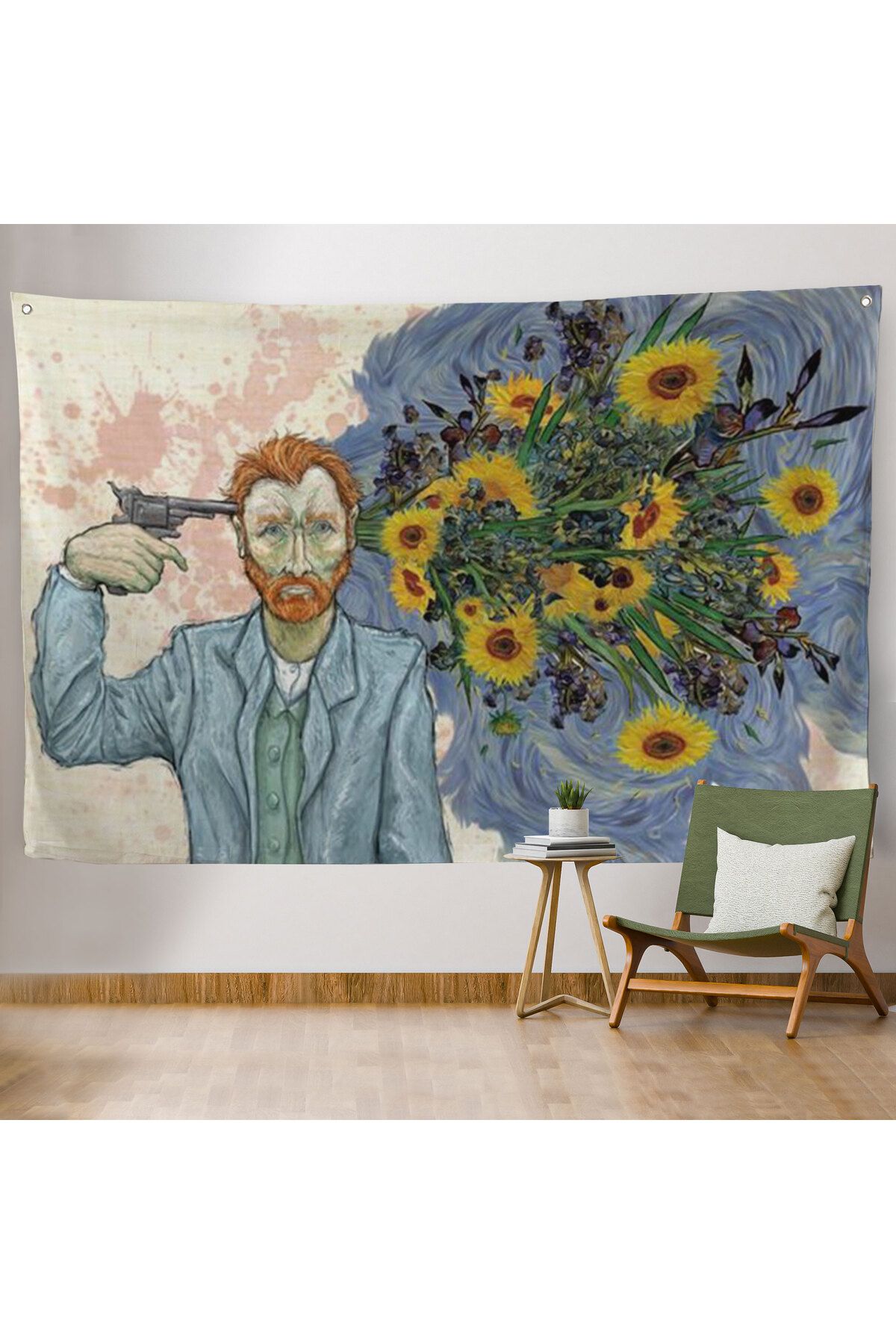 Harita Sepeti-Vincent van Gogh Surreal Suicide Wall Cover-Carpet-6659 6