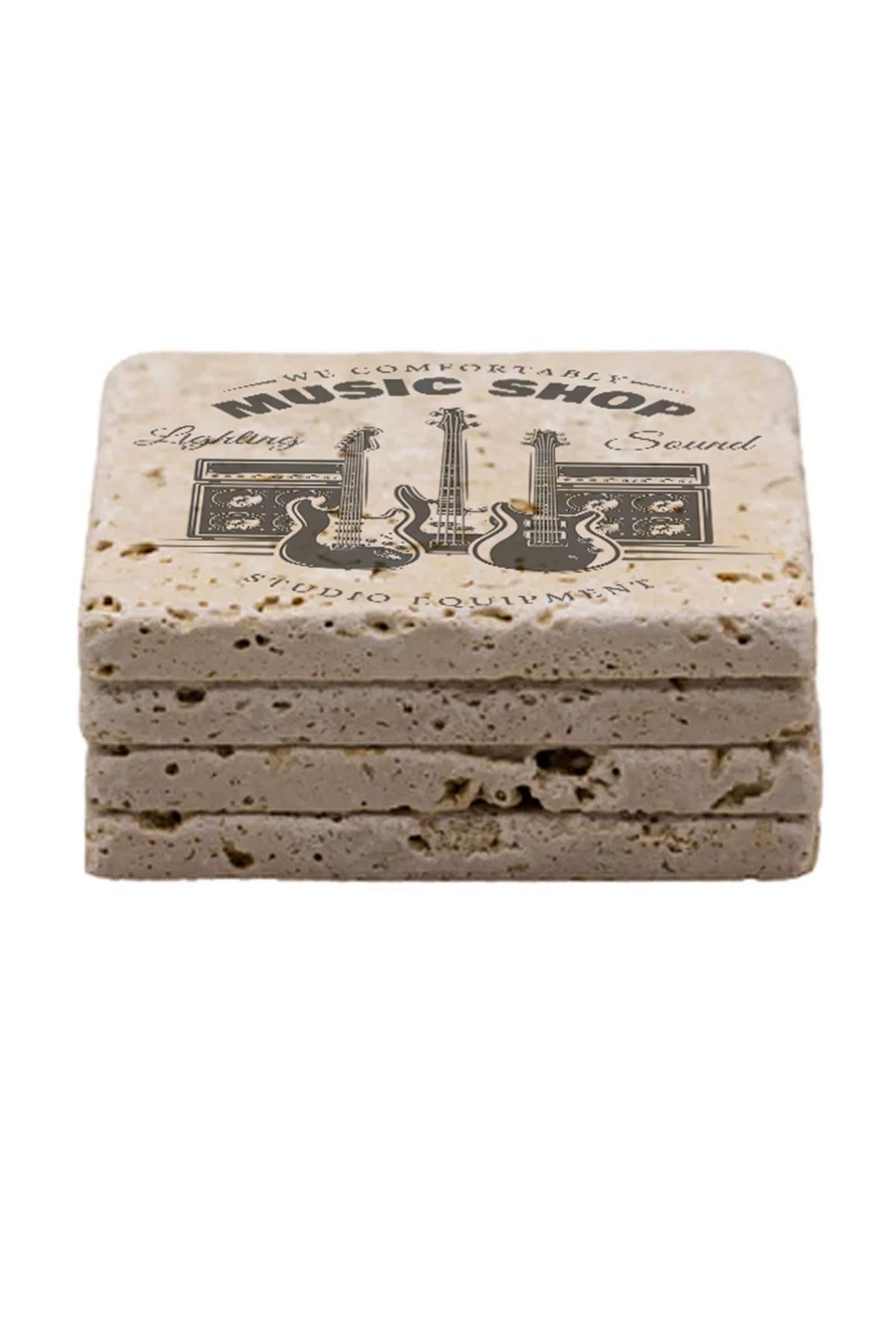 Gri Grafik Design Workshop-Rock Theme Uv Printed Stone Coasters Set of 4 Mod-1 3