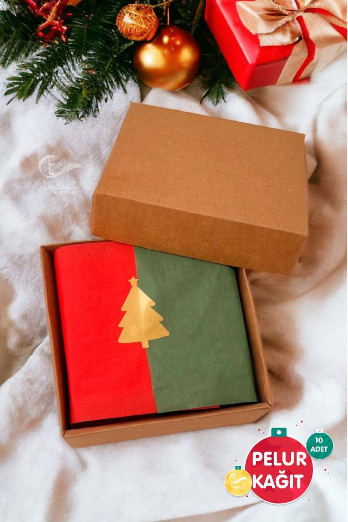 t tuğset etiket Yılbaşı Renkli Pelur Kağıt 50x70cm 10Adet /Kırmızı Yeşil Pelur Kağıt /Yeni Yıl Paketleme -T595